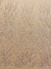 Dantela Couture Auriu Rose cu Siraguri, cu Margele si Paiete